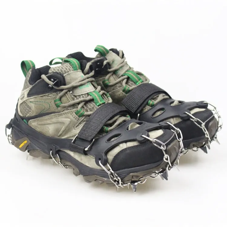 1 Pair  23 Spikes Crampons Outdoor Winter Walk Ice Fishing Snow Shoe Spikes,Size: XL  Black