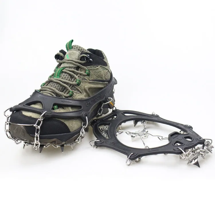 1 Pair  23 Spikes Crampons Outdoor Winter Walk Ice Fishing Snow Shoe Spikes,Size: XL  Black