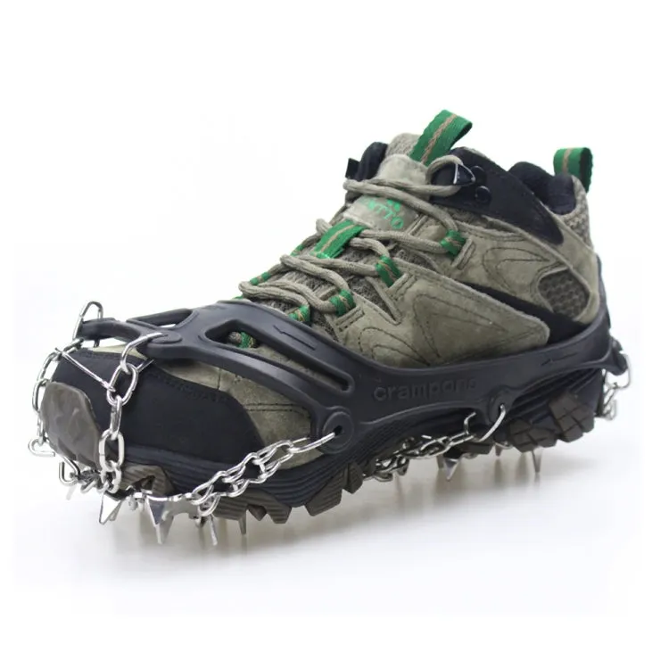 1 Pair  23 Spikes Crampons Outdoor Winter Walk Ice Fishing Snow Shoe Spikes,Size: XL  Black