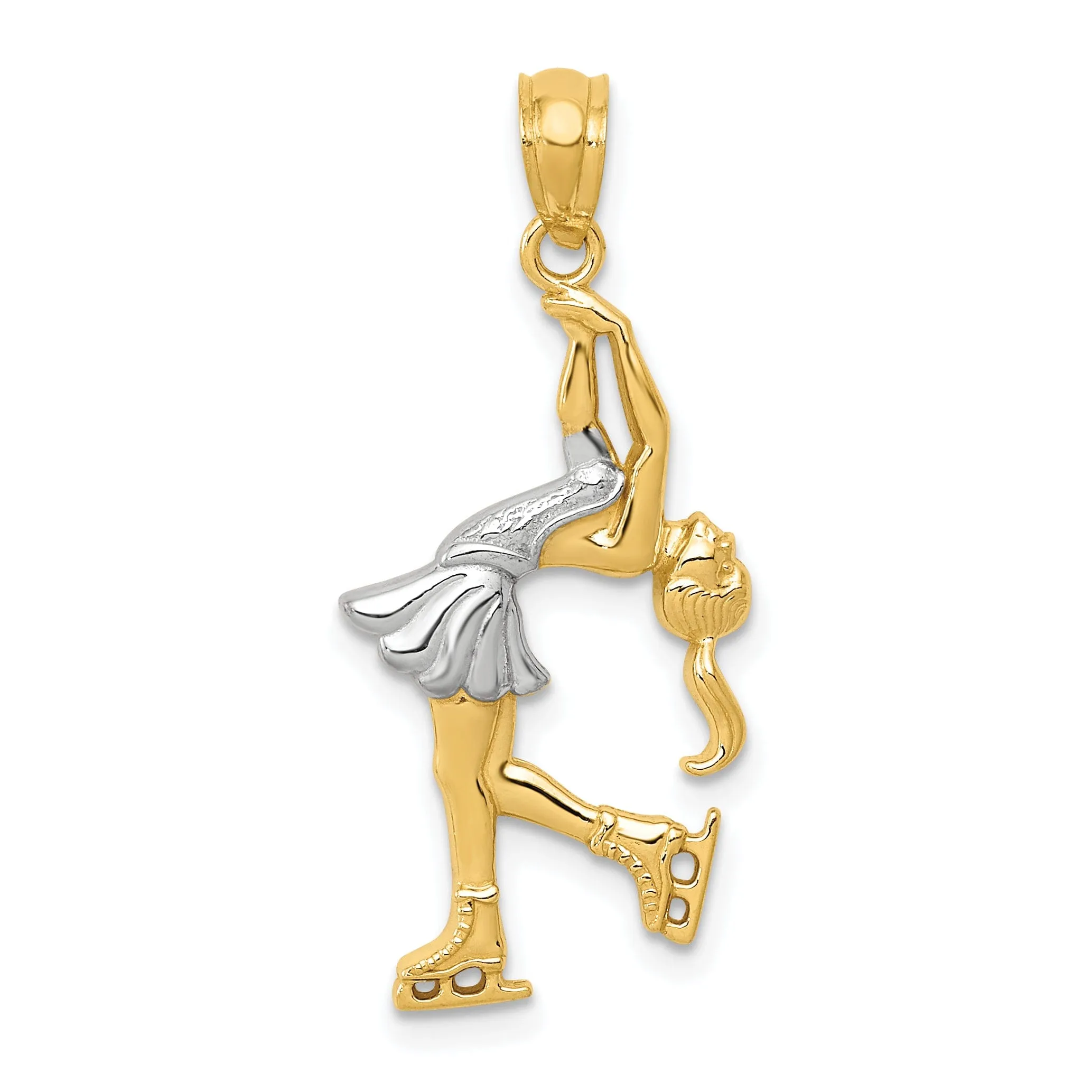 14k Two Gone Gold Ice Skater Charm Pendant