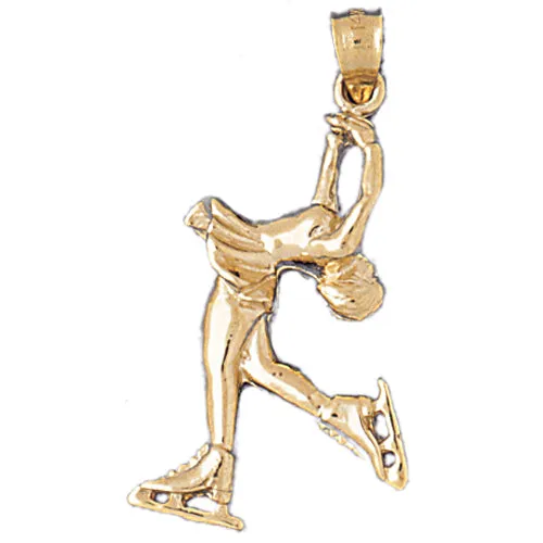 14k Yellow Gold Ice Skater Charm