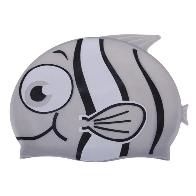 2017 New Children's Cartoon Fish Swimming Cap Silicon Waterproof Protect Ear Shark Shape Swim Pool Hat Children Caps 22*18cm