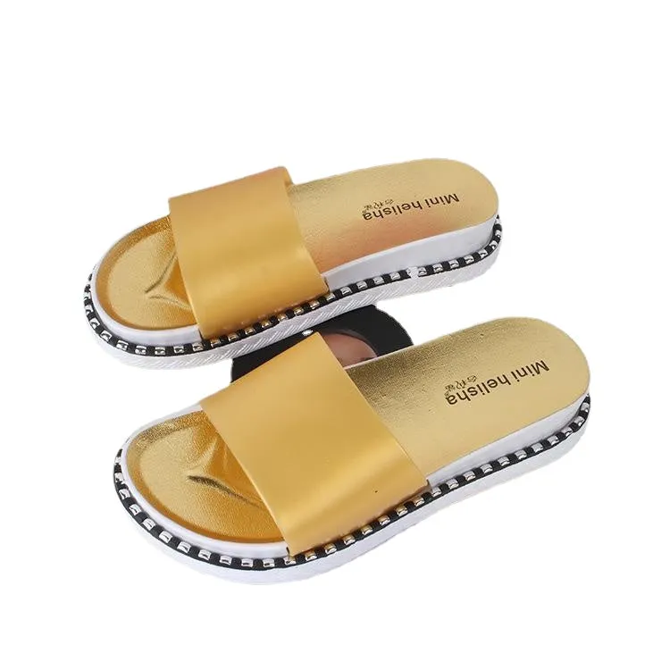 2024 new fashion solid color casual flat bottom outsole slippers Korean version of the wild comfortable sandals and slippers women summer