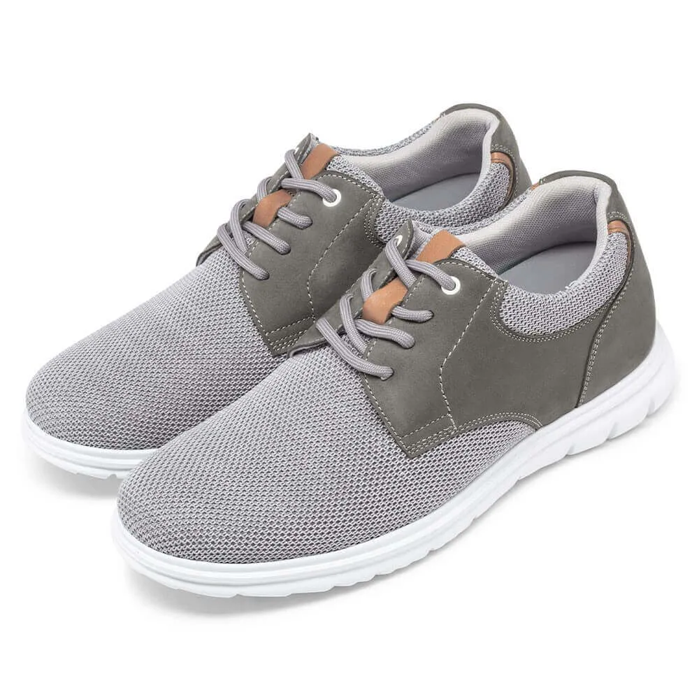 7CM / 2.76 Inches CMR CHAMARIPA Men's Elevator Shoes Grey Knit Casual Shoes For Short Men That Make You