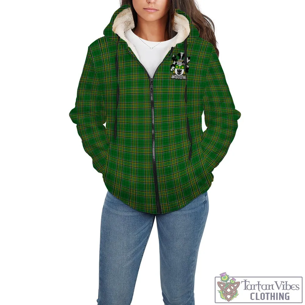 Acheson Irish Clan Tartan Sherpa Hoodie with Coat of Arms