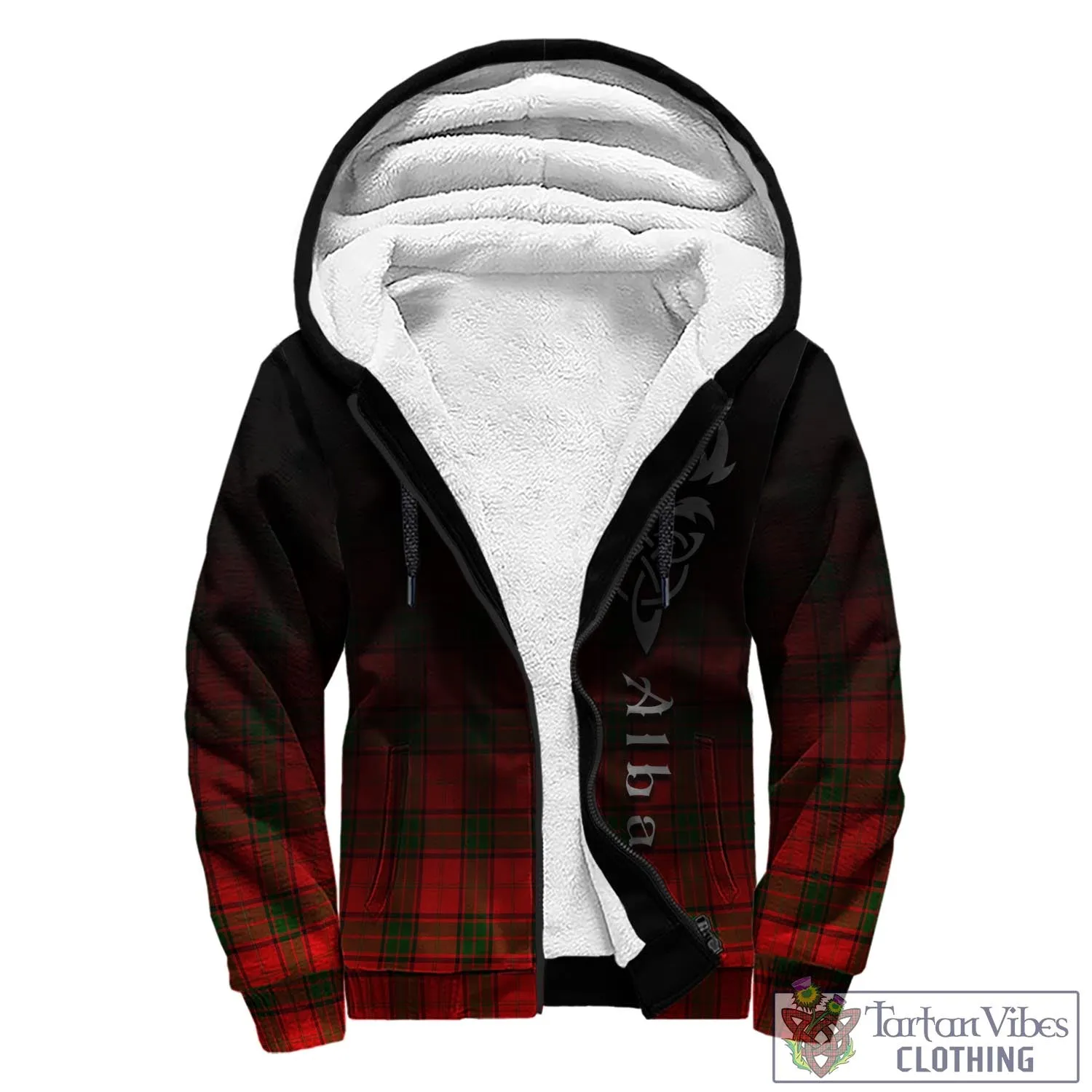 Adair Tartan Sherpa Hoodie Featuring Alba Gu Brath Family Crest Celtic Inspired