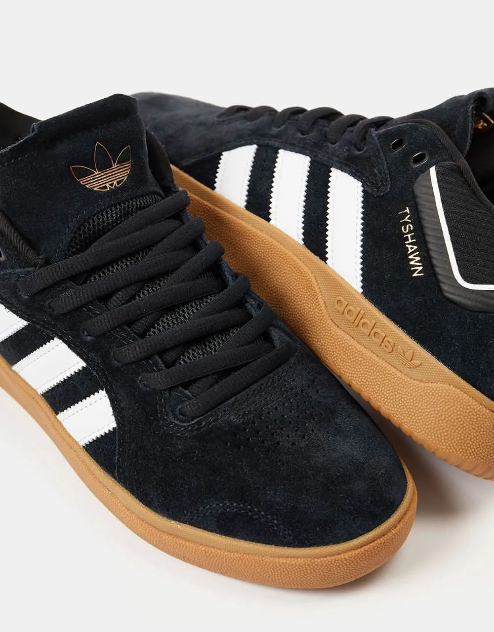 adidas Tyshawn Skate Shoes - Core Black/White/Gold Metallic