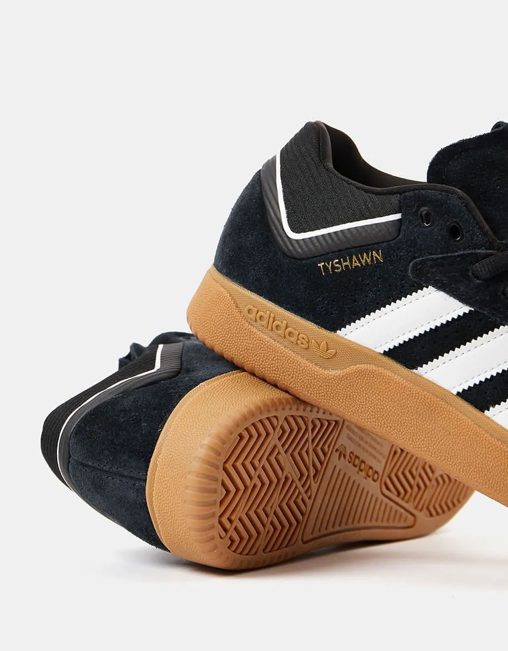 adidas Tyshawn Skate Shoes - Core Black/White/Gold Metallic