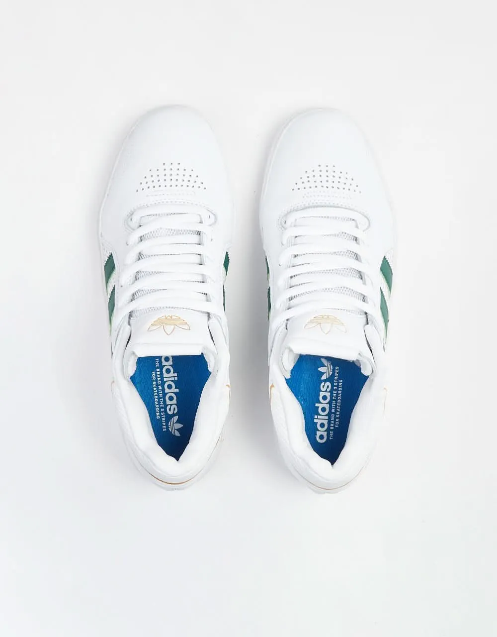 adidas Tyshawn Skate Shoes - White/Dark Green/Bluebird