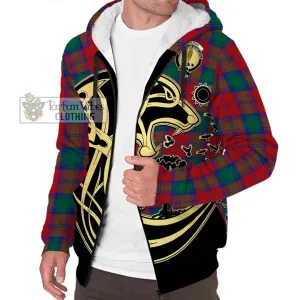 Affleck Tartan Sherpa Hoodie with Family Crest Celtic Wolf Style