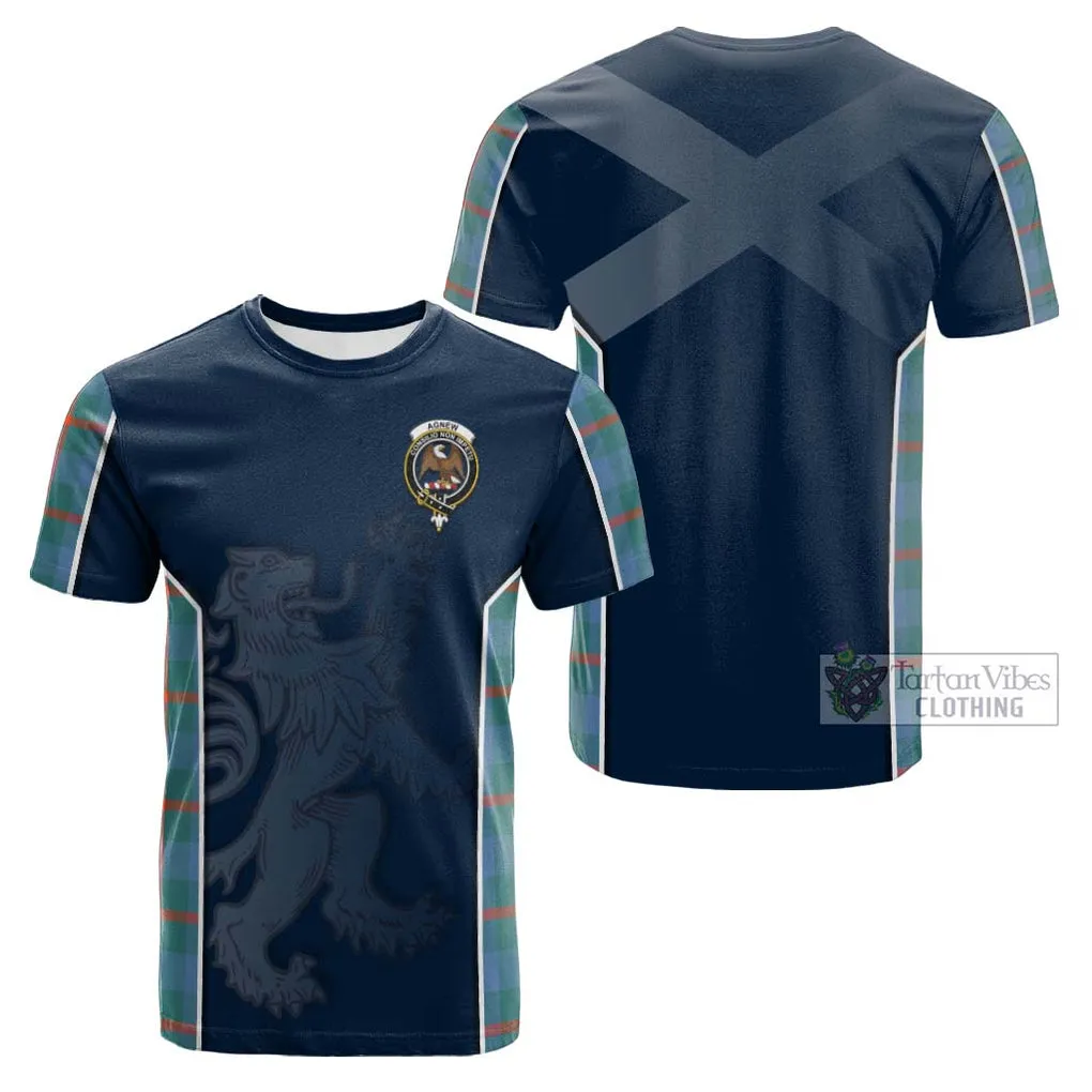 Agnew Ancient Tartan Cotton T-shirt with Family Crest and Lion Rampant Vibes Sport Style