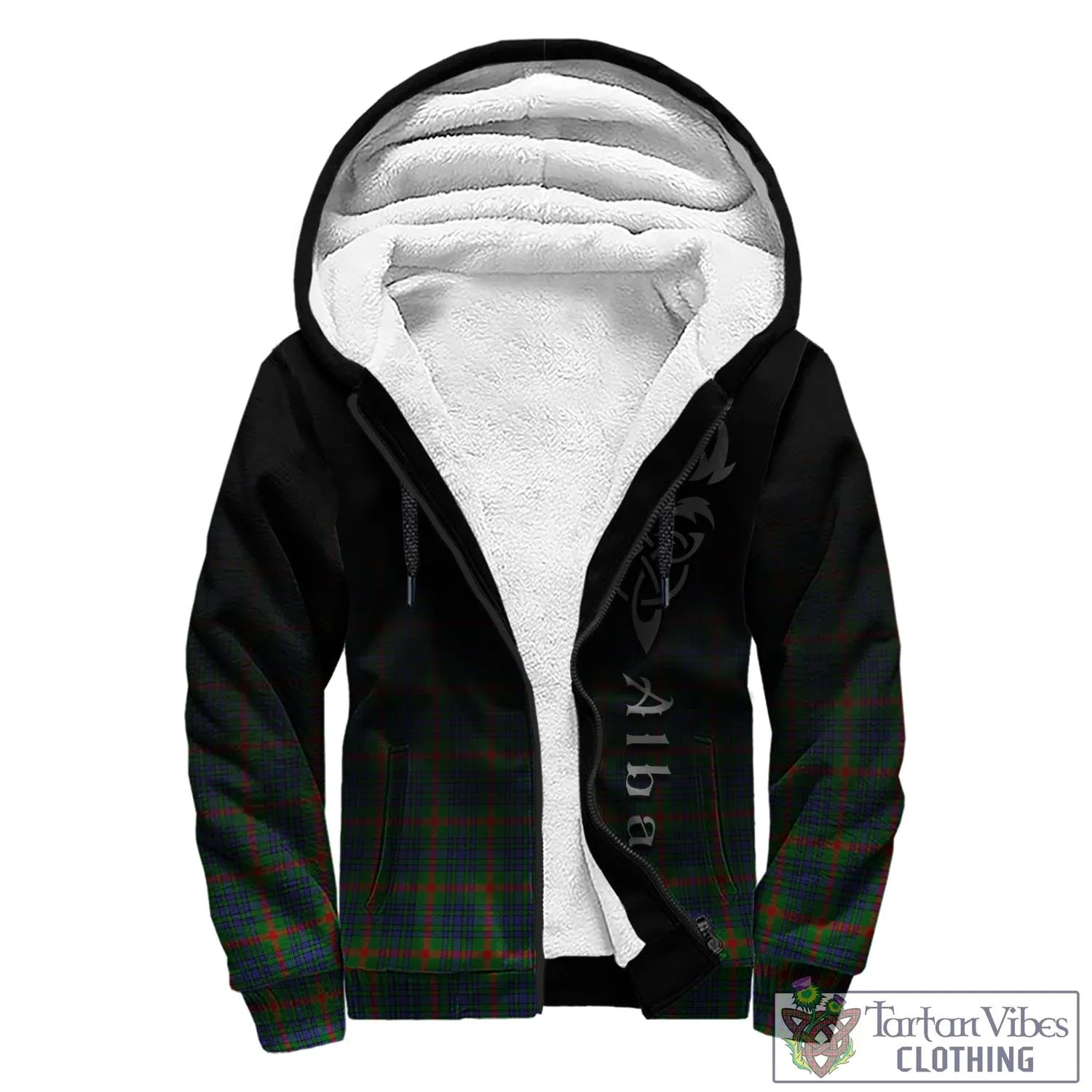 Aiton Tartan Sherpa Hoodie Featuring Alba Gu Brath Family Crest Celtic Inspired