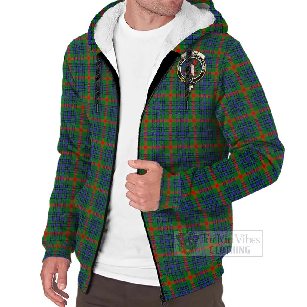 Aiton Tartan Sherpa Hoodie with Family Crest Celtic Skull Style