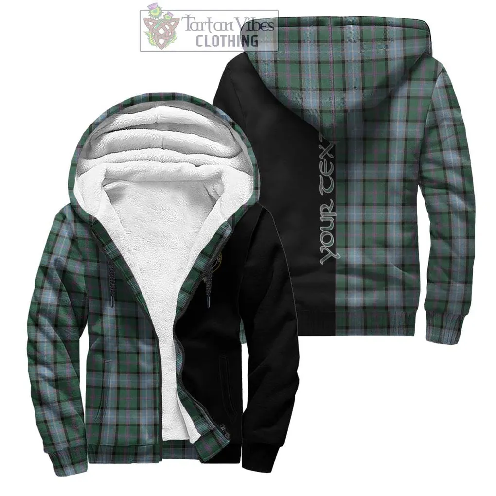 Alexander of Menstry Hunting Tartan Sherpa Hoodie with Family Crest and Half Of Me Style