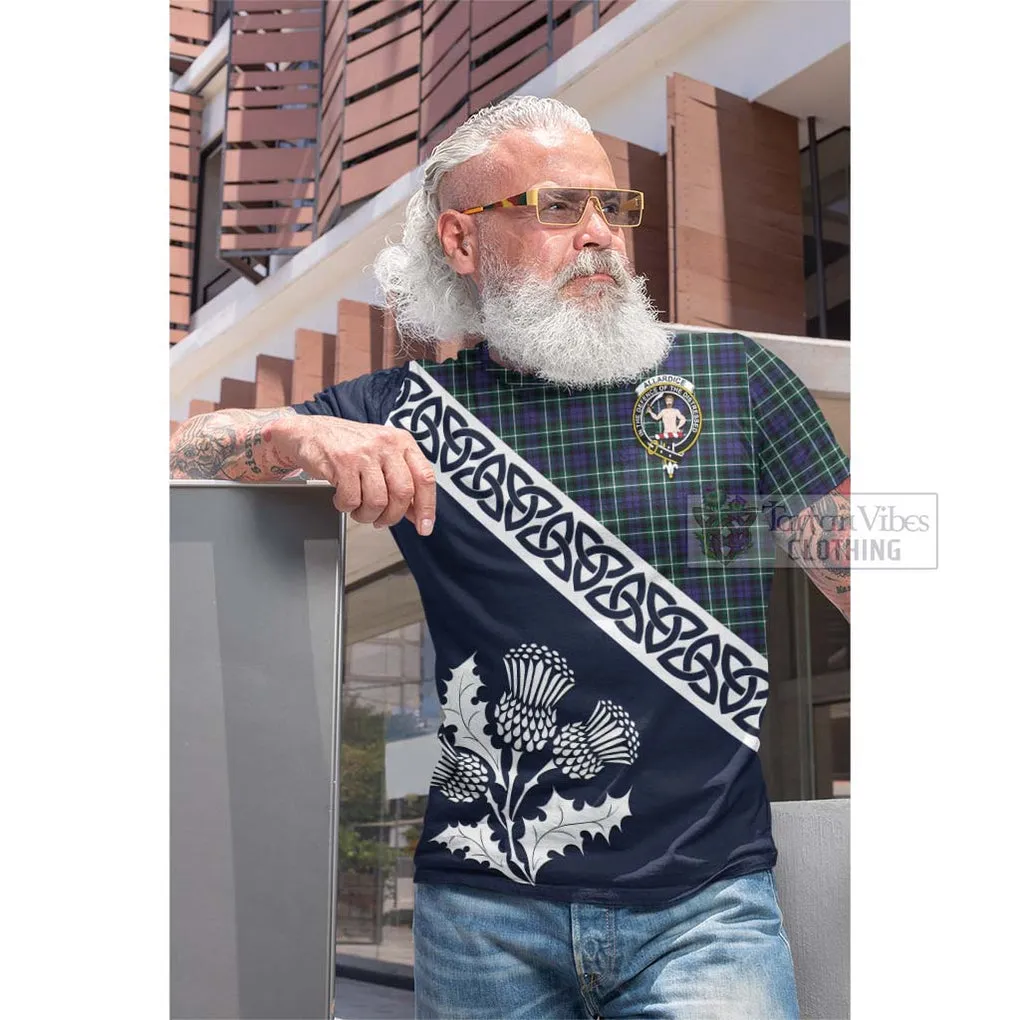 Allardice Tartan Cotton T-shirt Featuring Thistle and Scotland Map