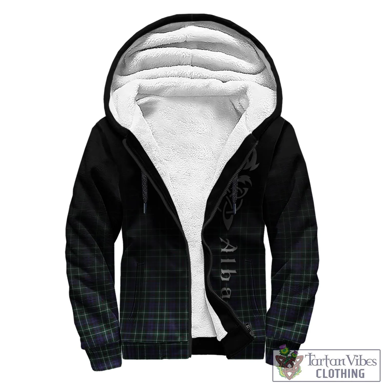 Allardice Tartan Sherpa Hoodie Featuring Alba Gu Brath Family Crest Celtic Inspired