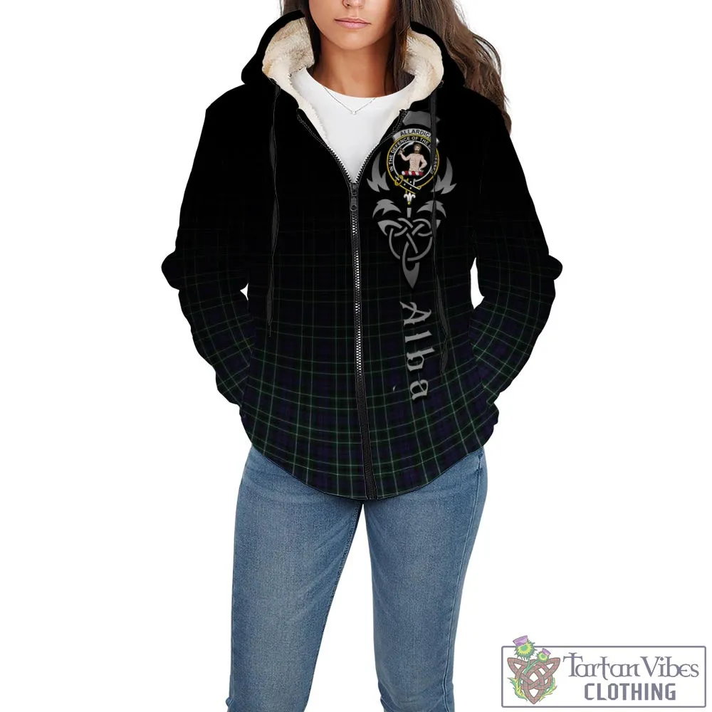 Allardice Tartan Sherpa Hoodie Featuring Alba Gu Brath Family Crest Celtic Inspired