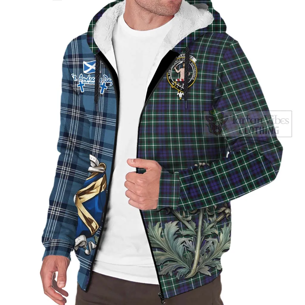 Allardice Tartan Sherpa Hoodie Happy St. Andrew's Day Half Tartan Style