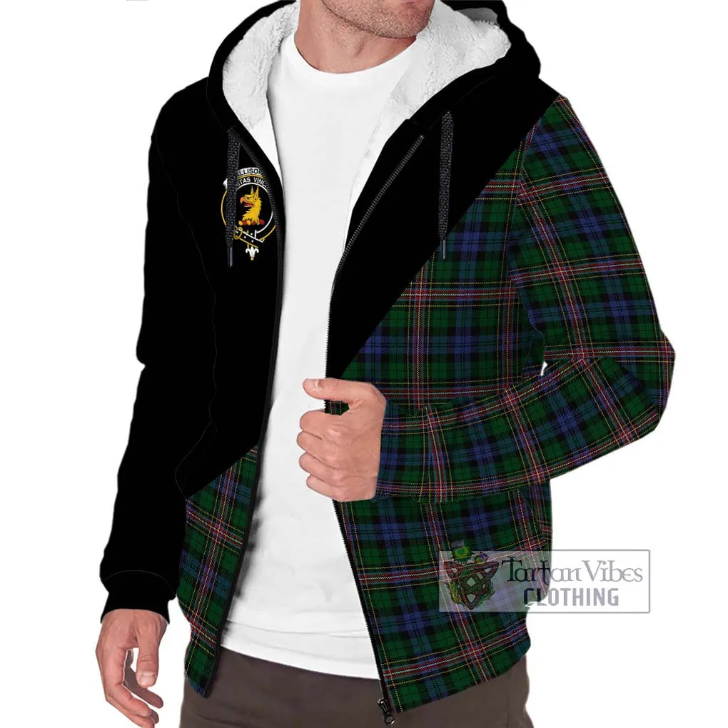 Allison Tartan Sherpa Hoodie with Family Crest and Military Logo Style