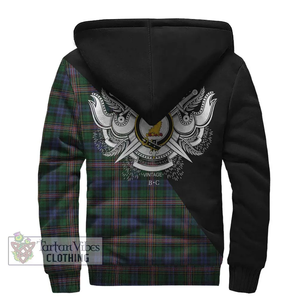 Allison Tartan Sherpa Hoodie with Family Crest and Military Logo Style