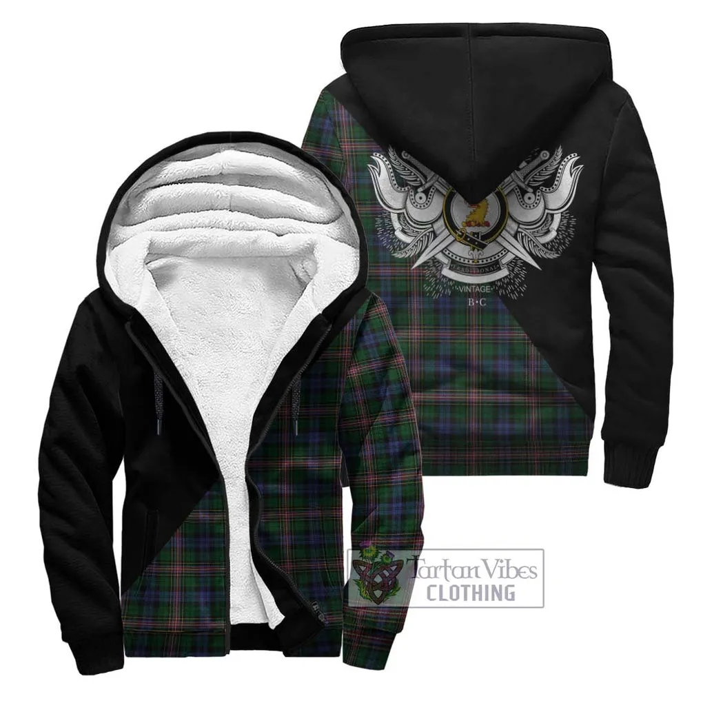 Allison Tartan Sherpa Hoodie with Family Crest and Military Logo Style