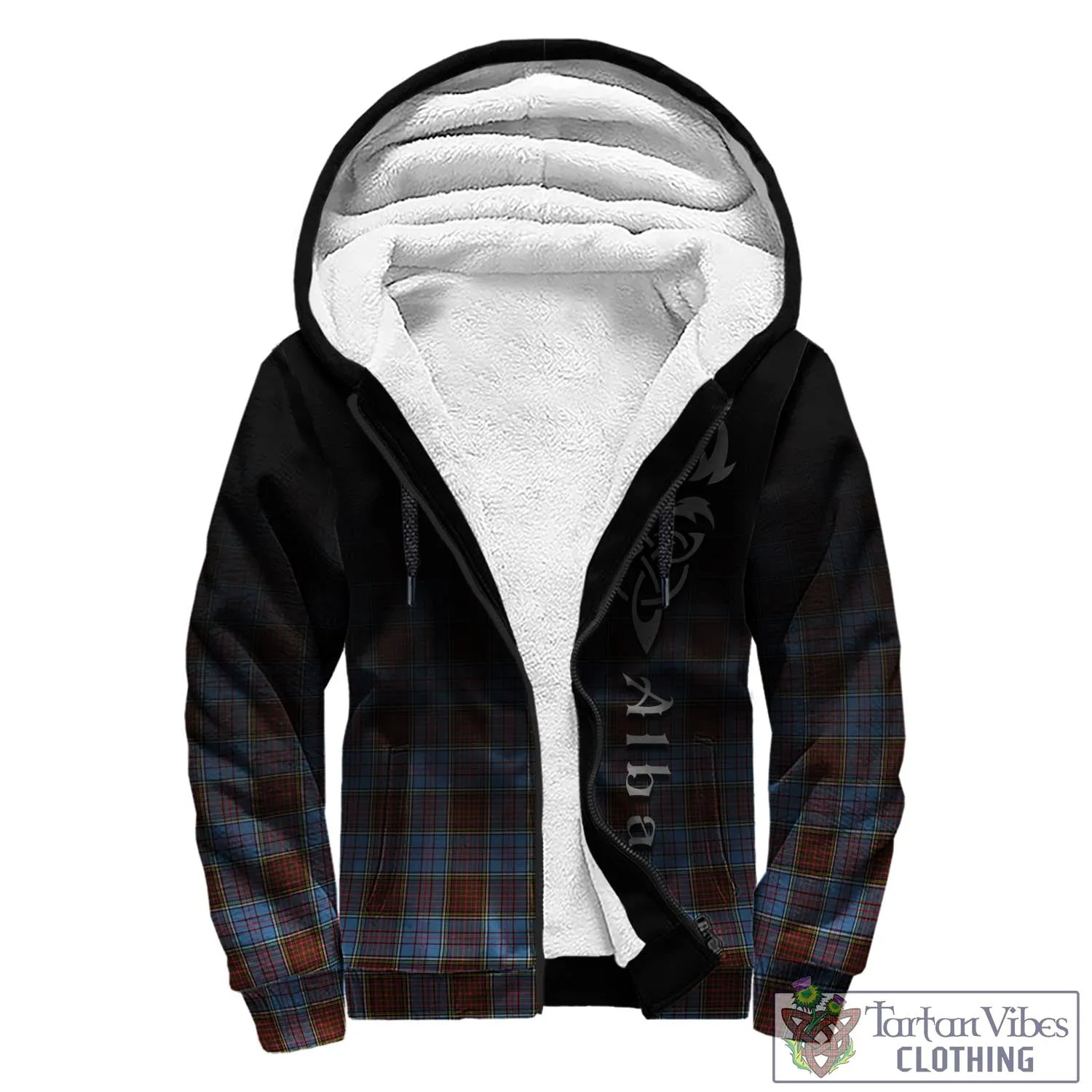 Anderson Modern Tartan Sherpa Hoodie Featuring Alba Gu Brath Family Crest Celtic Inspired