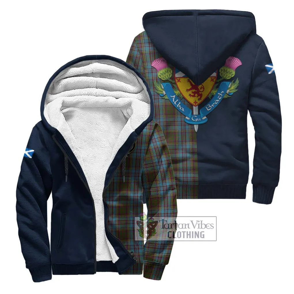 Anderson Tartan Sherpa Hoodie Alba with Scottish Lion Royal Arm Half Style