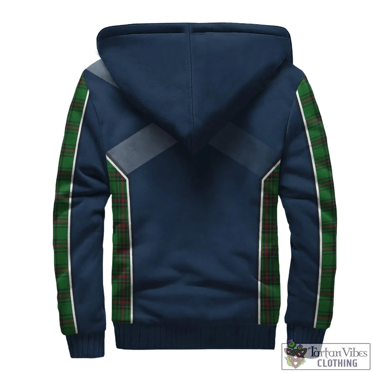 Anstruther Tartan Sherpa Hoodie with Family Crest and Scottish Thistle Vibes Sport Style