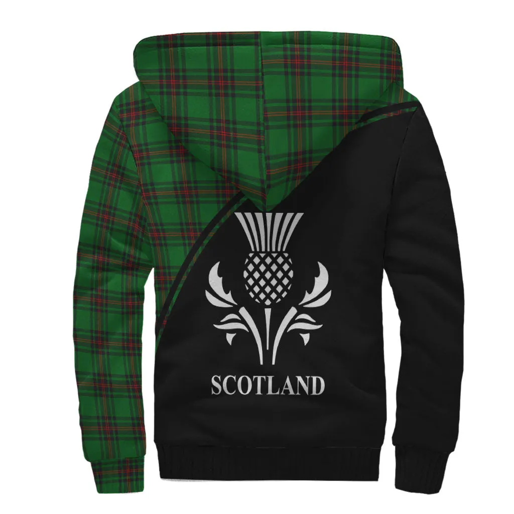 Anstruther Tartan Sherpa Hoodie with Family Crest Curve Style