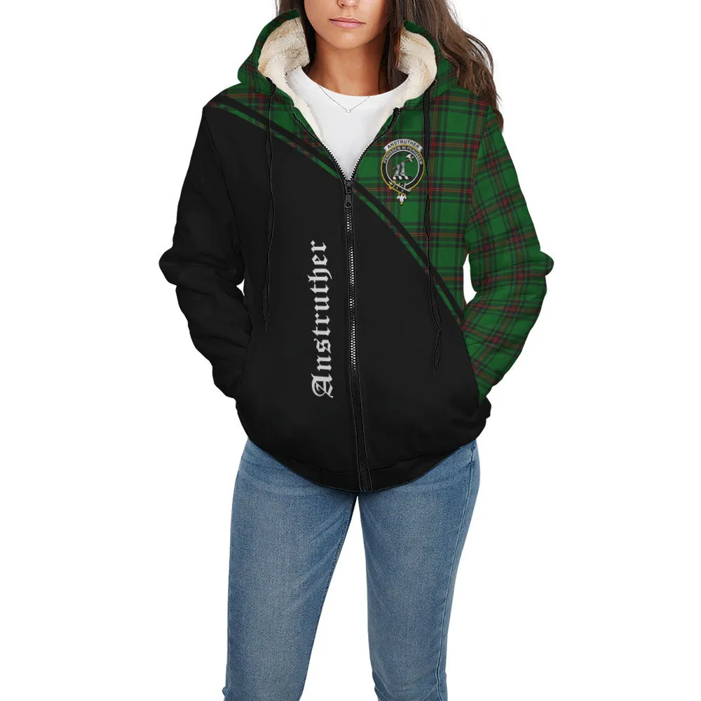 Anstruther Tartan Sherpa Hoodie with Family Crest Curve Style