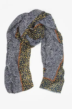 Antler White Tiger Scarf Navy Mustard