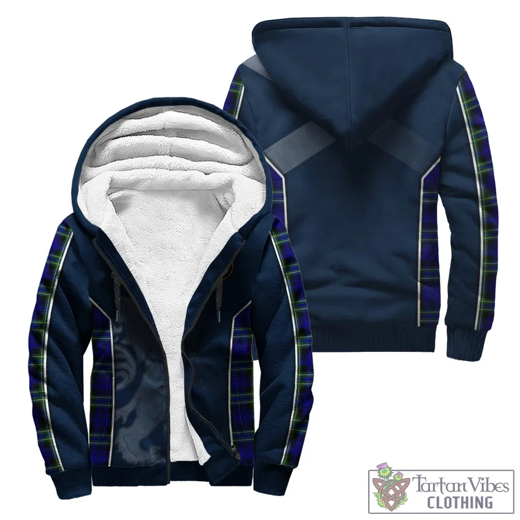 Arbuthnot Modern Tartan Sherpa Hoodie with Family Crest and Lion Rampant Vibes Sport Style