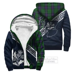 Armstrong Tartan Sherpa Hoodie Featuring Thistle and Scotland Map