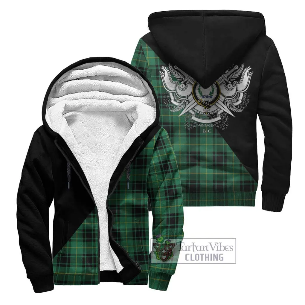 Arthur Ancient Tartan Sherpa Hoodie with Family Crest and Military Logo Style