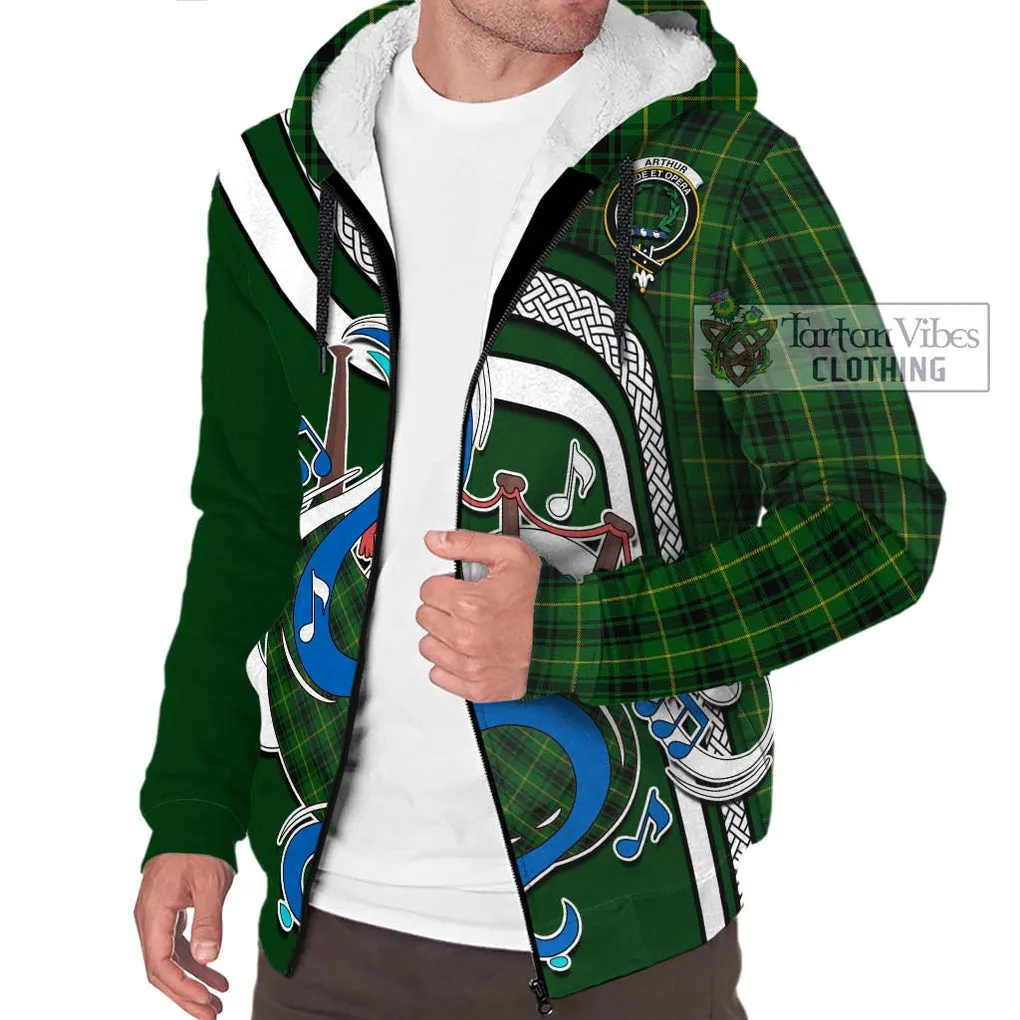 Arthur Tartan Sherpa Hoodie with Epic Bagpipe Style