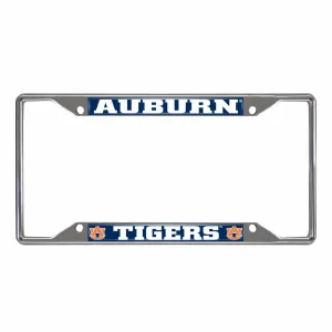 Auburn Tigers Chrome Metal License Plate Frame, 6.25in x 12.25in