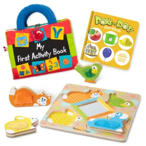 Baby Gift Set Collection: My First Activity Book, Poke-a-Dot First Words, Peek-a-Boo Touch & Feel Puzzle