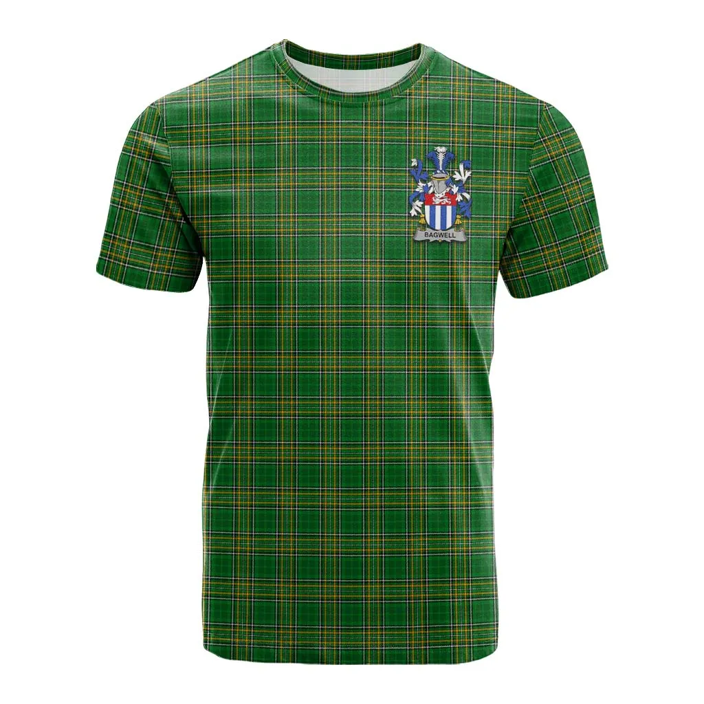 Bagwell Irish Clan Tartan Cotton T-shirt with Coat of Arms