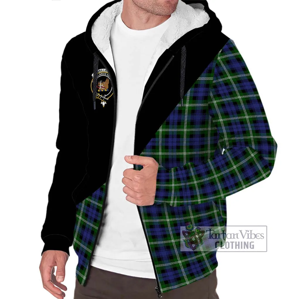 Baillie of Polkemmet Tartan Sherpa Hoodie with Family Crest and Military Logo Style