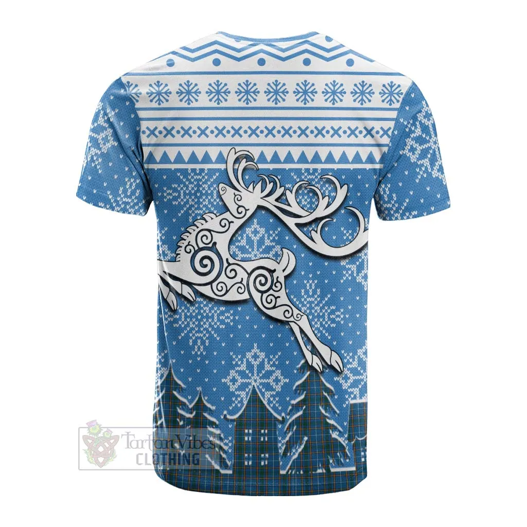 Bain Clan Christmas Cotton T-shirt Celtic Reindeer Style