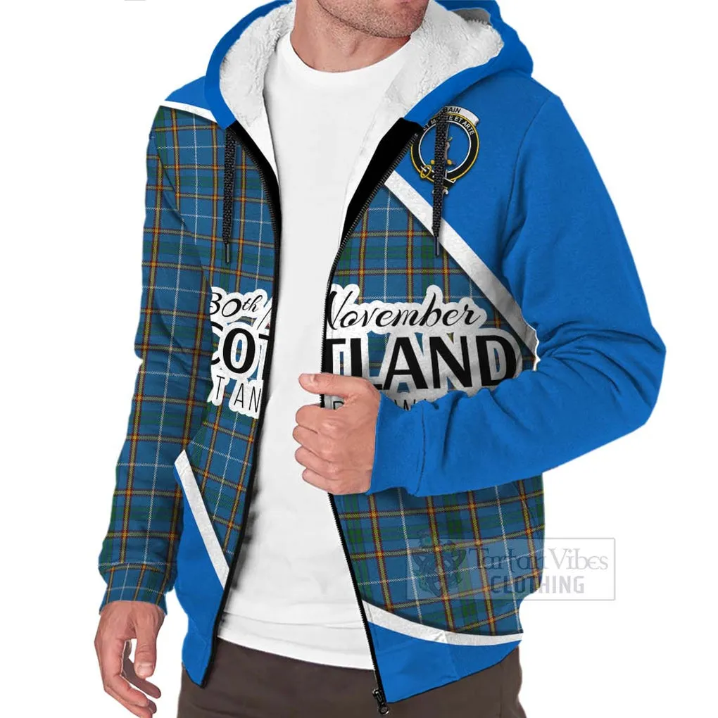 Bain Family Crest Tartan Sherpa Hoodie Celebrate Saint Andrew's Day in Style