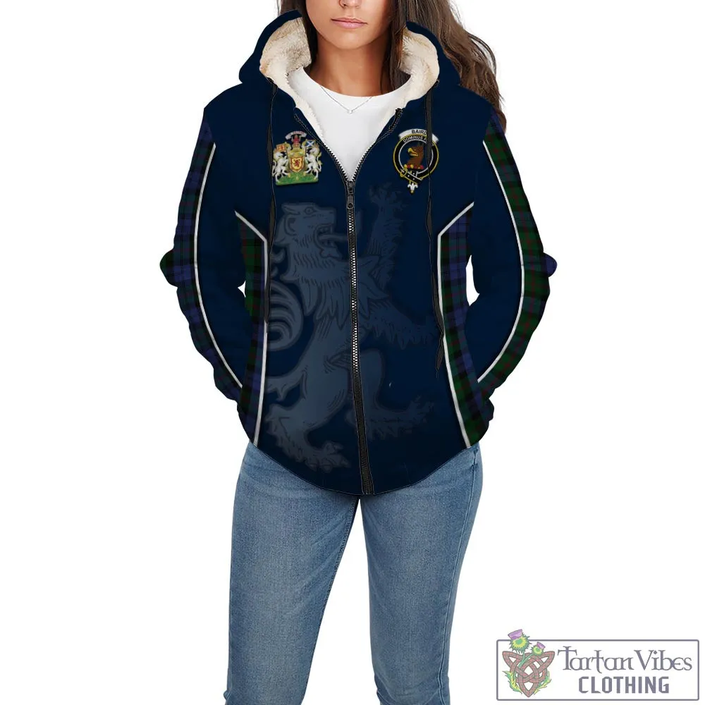 Baird Tartan Sherpa Hoodie with Family Crest and Lion Rampant Vibes Sport Style