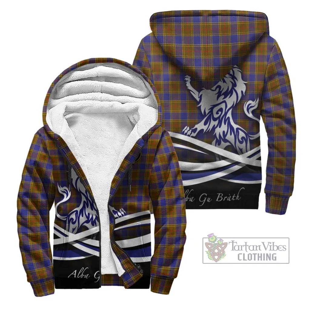 Balfour Tartan Sherpa Hoodie with Alba Gu Brath Regal Lion Emblem