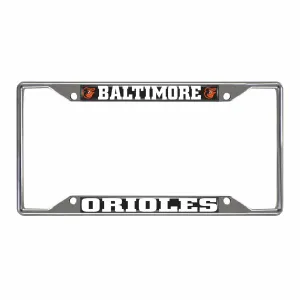 Baltimore Orioles Chrome Metal License Plate Frame, 6.25in x 12.25in