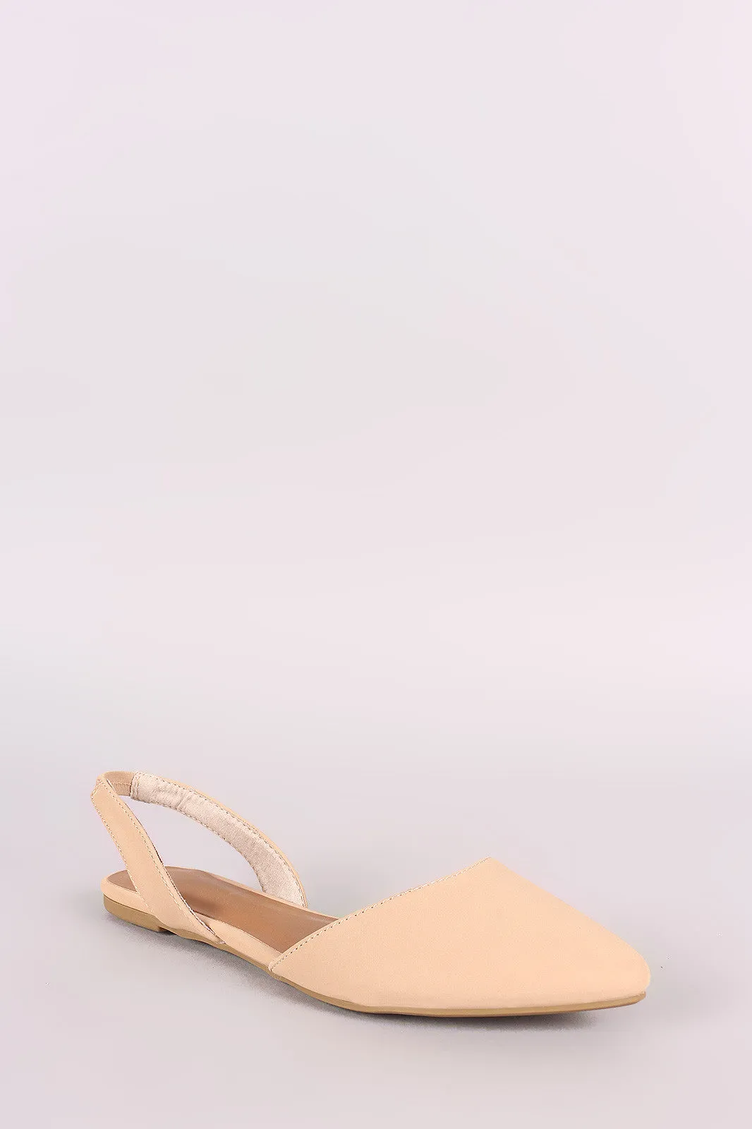 Bamboo Nubuck Pointy Toe Slingback Flat