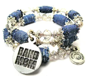 Band Mom Blue Jean Beaded Wrap Bracelet