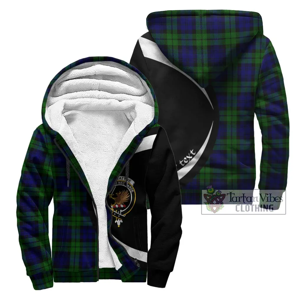 Bannatyne Tartan Sherpa Hoodie with Family Crest Circle Style