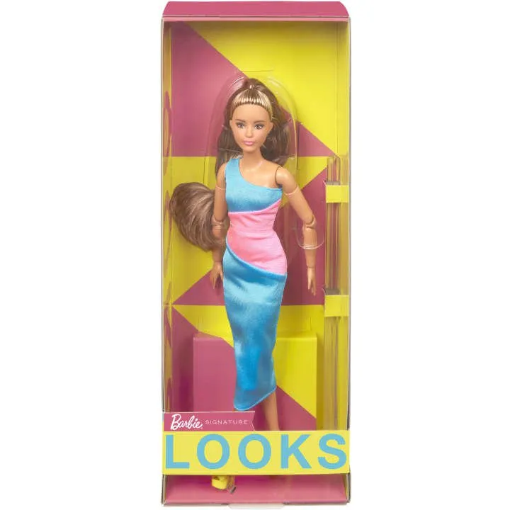 Barbie - Barbie Looks Doll - Brunette with Color Block Midi Dress