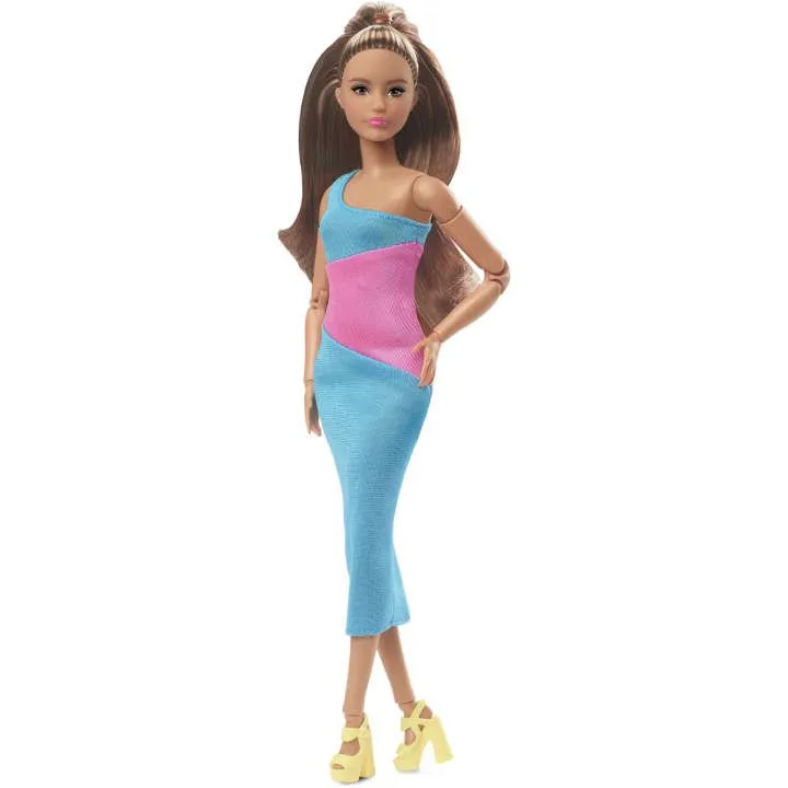 Barbie - Barbie Looks Doll - Brunette with Color Block Midi Dress