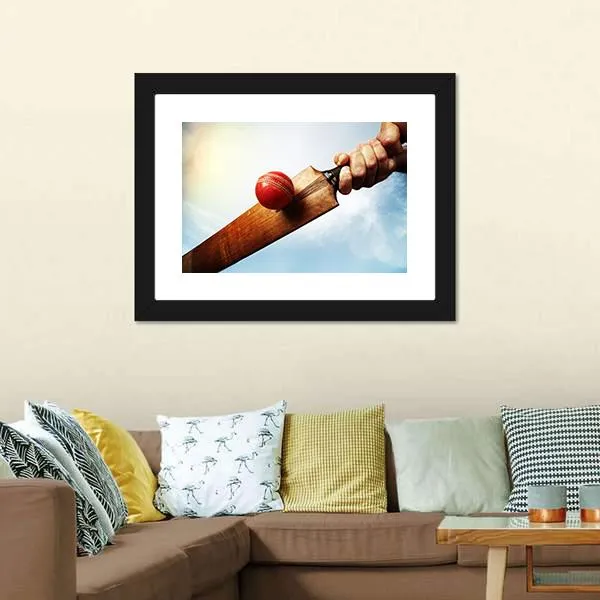 Batsman Hitting A Ball Canvas Wall Art